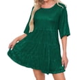 thumbnail image 1 of Maqroz Womens Sparkly Sequin Dress Round Neck Short Sleeve Loose Fit Cocktail Party Mini Sundress Green XXL, 1 of 5