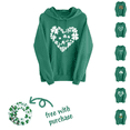 thumbnail image 1 of Maqroz Womens St Patricks Day Hoodie Long Sleeve Irish Green Shamrock Print Loose Casual Pullover Soft Lightweight Drawstring Top Holiday Parade Scrunchie Included, 1 of 7