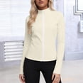 thumbnail image 1 of Maqroz Womens Sun Protection Long Sleeve Shirts Rash Guard Jacket Clothing UPF 50+ Lightweight Full Zip Cropped Long Sleeve Workout Hiking Running Athletic Tops Khaki L, 1 of 7