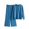 thumbnail image 1 of Maqroz Womens Two Piece Lounge Sets Cable Knit Pullover Hoodie Sweaters Wide Leg Pants Matching Outfit Casual Streetwear Winter Warm Outfits, 1 of 7