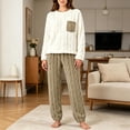 thumbnail image 1 of Maqroz Womens Two Piece Pajama Sets Warm Fluffy Cable Knit Long Sleeve Tops and Jogger Set Winter Warm Lounge Sleepwear Cozy Nightwear Outfits with Front Pocket, 1 of 9