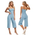 thumbnail image 1 of Maqroz Womens Two Piece Workout Sets Spaghetti Strap Camisole Crop Tops High Waisted Capri Pants Matching Yoga Outfits Activewear Gym Suits for Morning Running, 1 of 9