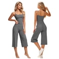 thumbnail image 1 of Maqroz Womens Two Piece Workout Sets Spaghetti Strap Camisole Crop Tops High Waisted Capri Pants Matching Yoga Outfits Activewear Gym Suits for Morning Running, 1 of 9