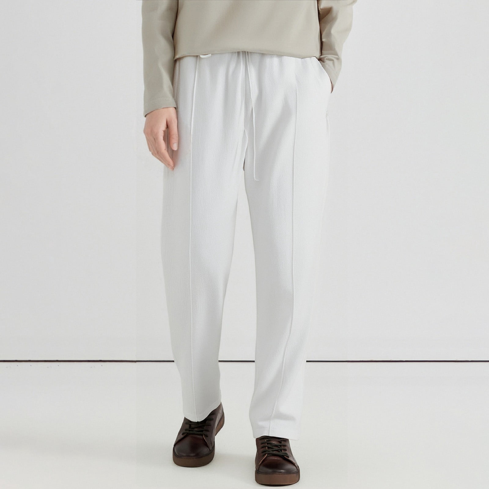 Maqroz Work Pants for Men Drawstring Elastic Waist High Rise Pant ...