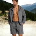 thumbnail image 1 of Maqroz Workout Sets for Men Plus Size Hoodie and Shorts Set Zip Up Lightweight Sunproof Jacket with Athletic Shorts Sportswear Casual Active Wear with Pockets, 1 of 9