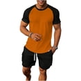 thumbnail image 1 of Maqroz Workout Sets for Men Summer 2-Piece Color Block Tracksuit Set Short Sleeve Athletic Tee and Shorts Sportswear Casual Running Jogging Training Outfit Breathable Quick Dry Active Wear, 1 of 7