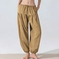 thumbnail image 1 of Maqroz Yoga Pants for Women Drawstring Harem Yoga Pant With Pockets Loose Flowy Lounge Trousers for Pilates Dance Casual, Soft Cotton Boho Style Bottoms, 1 of 7