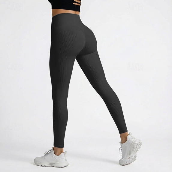 Maqroz Yoga Pants for Women High Rise Elastic Waist Stretchy Leggings Seamless Booty Lifting Workout Legging Solid Outdoor Workout Sports Pant
