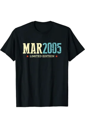 Mar 2005 Vintage Born In March Retro Bday T-Shirt , Vintage T-Shirt