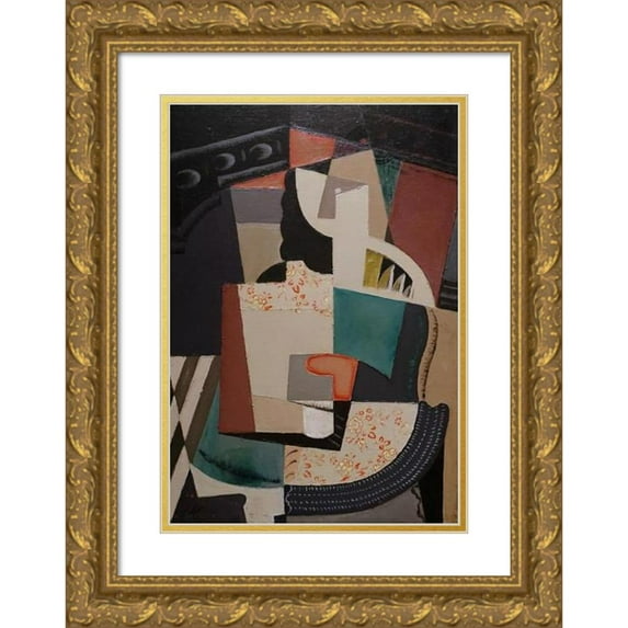 María Blanchard 11x14 Gold Ornate Wood Frame and Double Matted Museum Art Print Titled - Femme Assise (Seated Woman) (C. 1917)