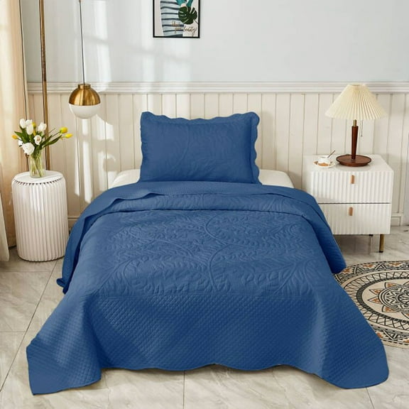 MarCielo 2-Piece Cotton Twin Size Bedspread Set Coverlet Set