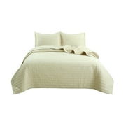 MarCielo 3 PCS 100% Cotton Oversized Bedspread Set Coverlet Quilt Set Stitching