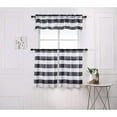 thumbnail image 1 of MarCielo 3 PCS Buffalo Check Plaid Window Kitchen Curtain With Tier White/Black, 1 of 5