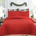 thumbnail image 1 of MarCielo 3 Pcs Red Christmas Quilt Bedspread Set Medallion King, 1 of 4