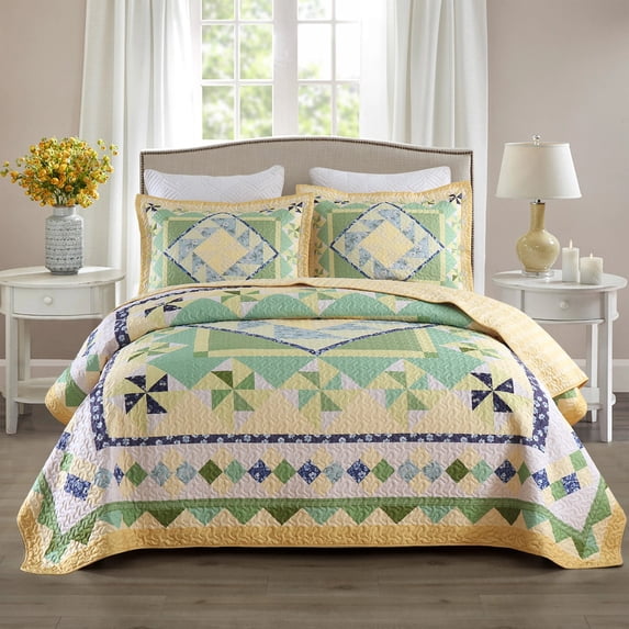 MarCielo 3 Pcs Summer Lightweight Quilt Bedspread Set B197 King