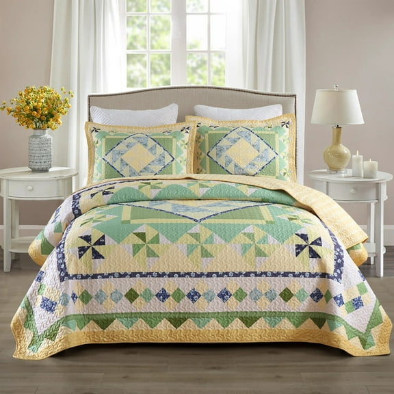 MarCielo  3 Pcs Summer Lightweight Quilt Bedspread Set B197 Queen