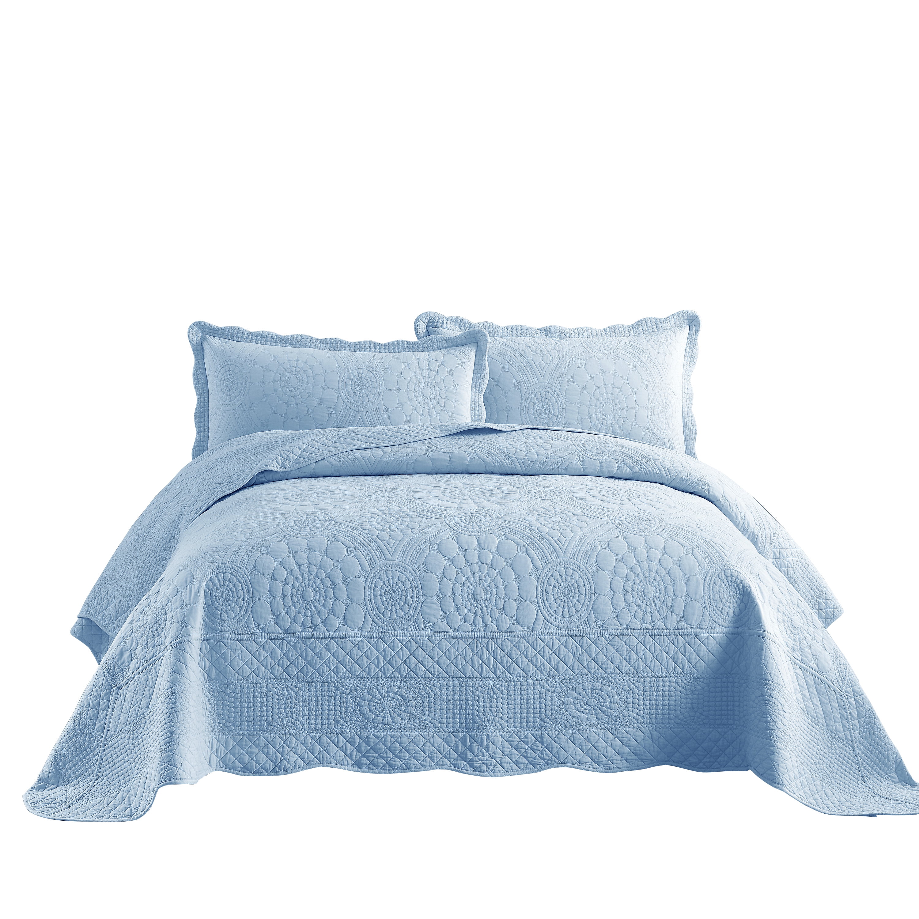MarCielo 3-Piece 100% Cotton Oversized Bedspread Quilt Set Coverlet Set Farmhouse Bedding Set TF