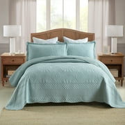 MarCielo 3-Piece 100% Cotton Oversized Bedspread Quilt Set Coverlet Set Farmhouse Bedding Set TF