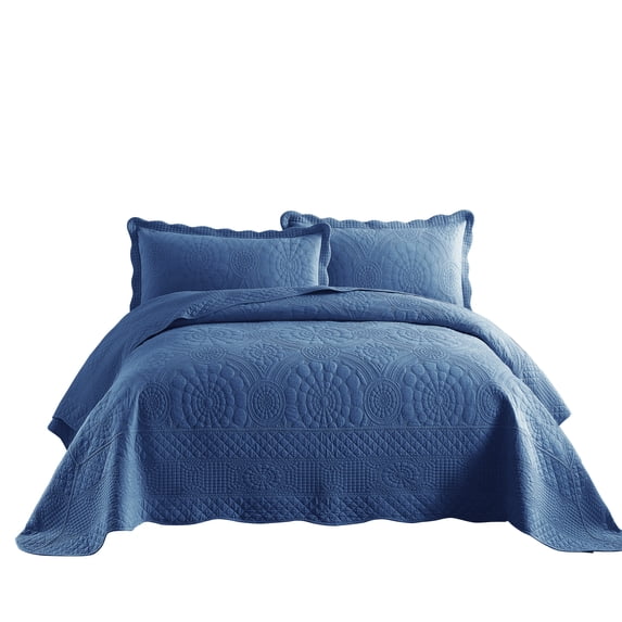 MarCielo 3-Piece 100% Cotton Oversized Bedspread Quilt Set Coverlet Set Farmhouse Bedding Set TF