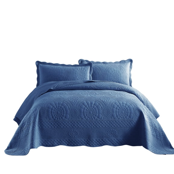 MarCielo 3-Piece 100% Cotton Oversized Bedspread Quilt Set Coverlet Set Farmhouse Bedding Set TF