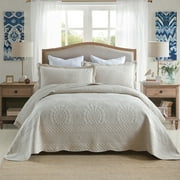 MarCielo 3-Piece 100% Cotton Oversized Bedspread Quilt Set Coverlet Set Farmhouse Bedding Set TF