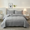 thumbnail image 1 of MarCielo  3 Piece Cotton Oversized Bedspread Quilt Set Tmonica Noble Grey - Oversized King, 1 of 6
