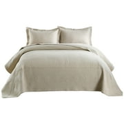 MarCielo 3-Piece Elegantly Embroidered 100% Cotton Oversized Quilt Bedspread Set TM