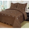 thumbnail image 1 of MarCielo 3-Piece Embroidery Brown Quilt Bedding Sets, King, 1 of 2