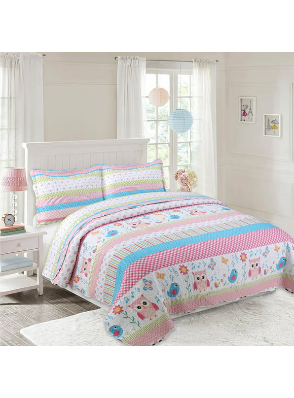 MarCielo 3 Piece Kids Bedspread Quilts Set Throw Blanket for Teens Boys Girls Bed Printed Bedding Coverlet, Full Size, A73 Quilt (Full/queen)