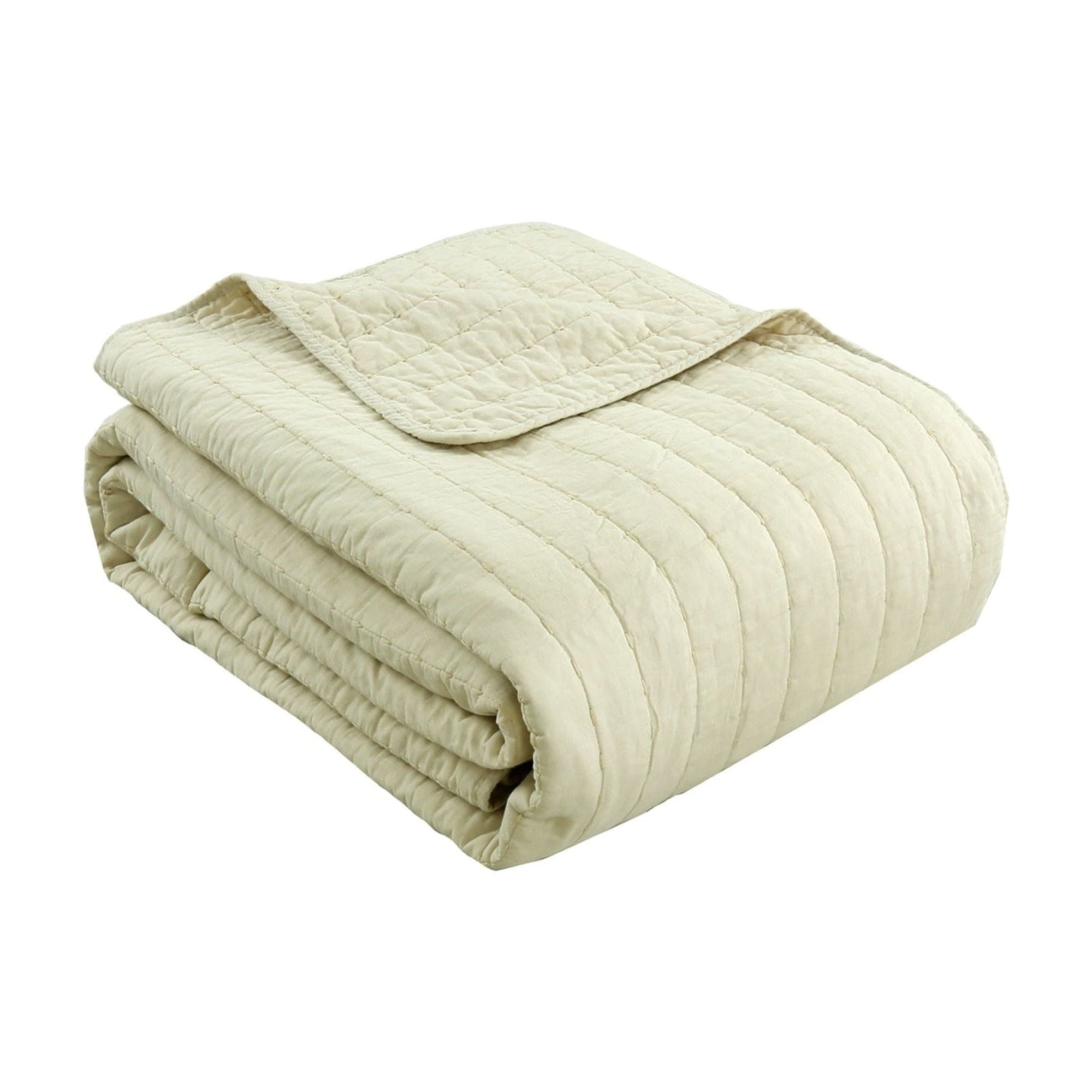 Sandy Beige Queen Cotton Bedspread Set