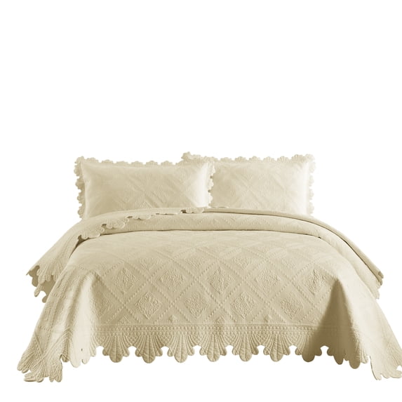 MarCielo 3Pcs 100% Cotton Oversized Quilt Bedspread Coverlet Set TK