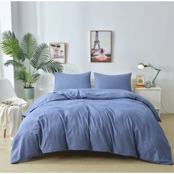 MarCielo 3pcs 400TC Washed Cotton Duvet Cover Set King