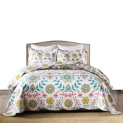 MarCielo 3 Piece Bohemian Lightweight Quilt Set Rustic Lodge Cabin Quilt Quilted Bedspread Printed Quilt Bedding Throw Blanket Coverlet Lightweight Bedspread A96