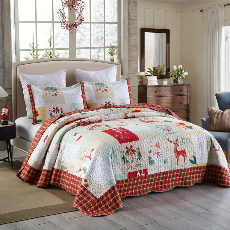 MarCielo Christmas Quilt Set Bedspread Set B023 King