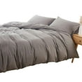 thumbnail image 1 of MarCielo Cotton Duvet Cover Set 3 Piece 100% Washed Cotton Duvet Cover 1 Duvet Cover + 2 Pillowcases Solid (Light Grey, Queen), 1 of 6