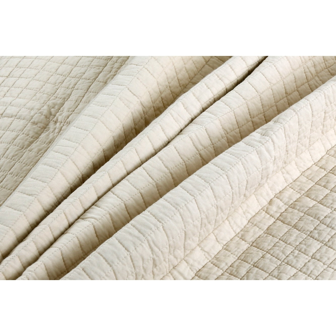 Natural Beige Cotton Quilted Reversible Throw Blanket 50x60 Inches