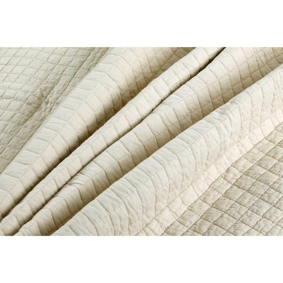 MarCielo Cotton Quilt Quilted Throw Decorative Throw Blanket 50 By 60 Inches Natural Beige