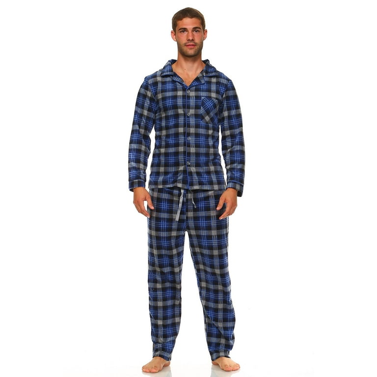 MarCielo Men's Classic Plaid Fleece Pajama Set, Premium Flannel