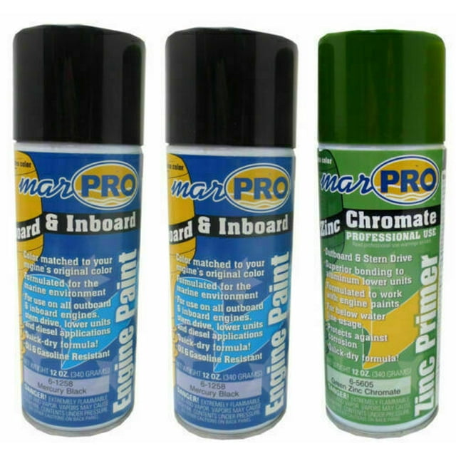 MarPro MerCruiser (2) Black Spray Paint + (1) Green Zinc Chromate