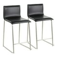 thumbnail image 1 of Mara 26" Contemporary Counter Stool In Brushed Stainless Steel, And Black Faux Leather - Set Of 2, 1 of 7