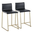 thumbnail image 1 of Mara 26" Contemporary Counter Stool In Gold Metal And Black Faux Leather - Set Of 2, 1 of 7