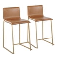 thumbnail image 1 of Mara 26" Contemporary Counter Stool In Gold Metal And Camel Faux Leather - Set Of 2, 1 of 7