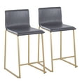 thumbnail image 1 of Mara 26" Contemporary Counter Stool In Gold Metal And Grey Faux Leather - Set Of 2, 1 of 7
