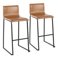 thumbnail image 1 of Mara Contemporary Barstool In Black Steel And Camel Faux Leather - Set Of 2, 1 of 7