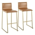 thumbnail image 1 of Mara Contemporary Barstool In Gold Steel And Camel Faux Leather - Set Of 2, 1 of 7