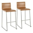 thumbnail image 1 of Mara Contemporary Barstool In Stainless Steel And Camel Faux Leather - Set Of 2, 1 of 7