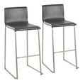 thumbnail image 1 of Mara Contemporary Barstool In Stainless Steel And Grey Faux Leather - Set Of 2, 1 of 7