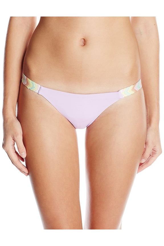 Embroidered Side Bikini Bottoms X-Small Lavender