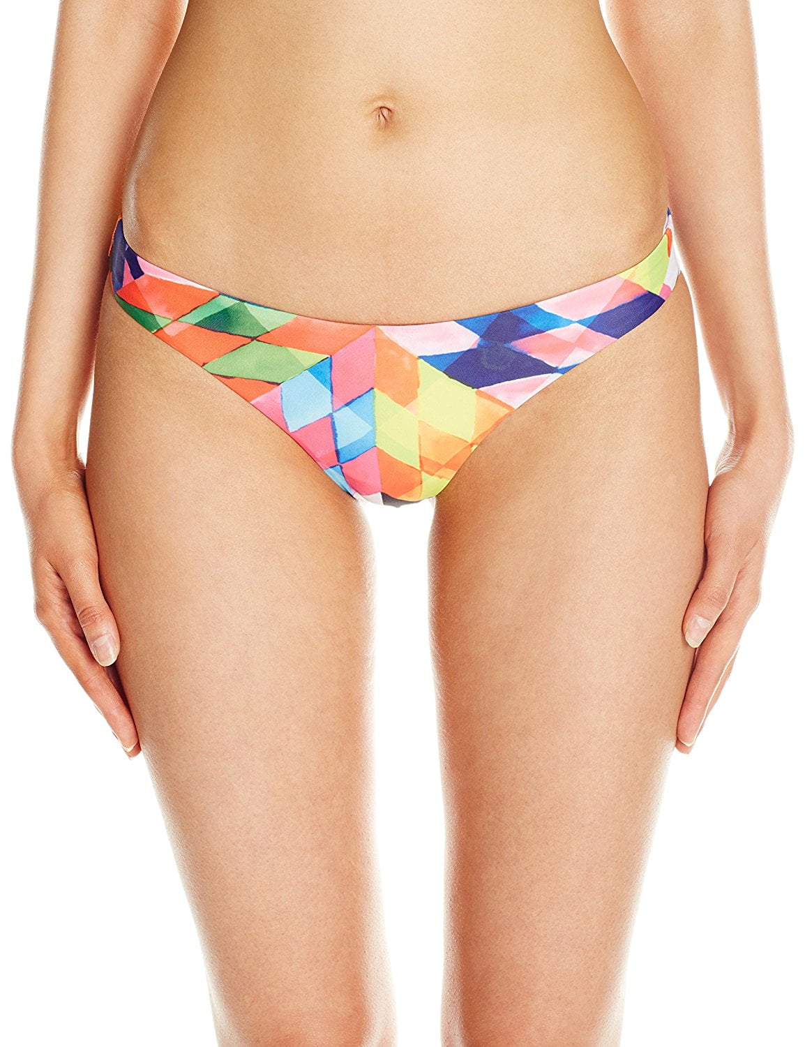 Mara Hoffman Seamless Low Rise Bikini Bottoms Small Peach Multi