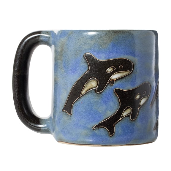 Mara Stoneware Blue Orca Killer Whale Design 16oz Handcrafted Coffee Tea Mug